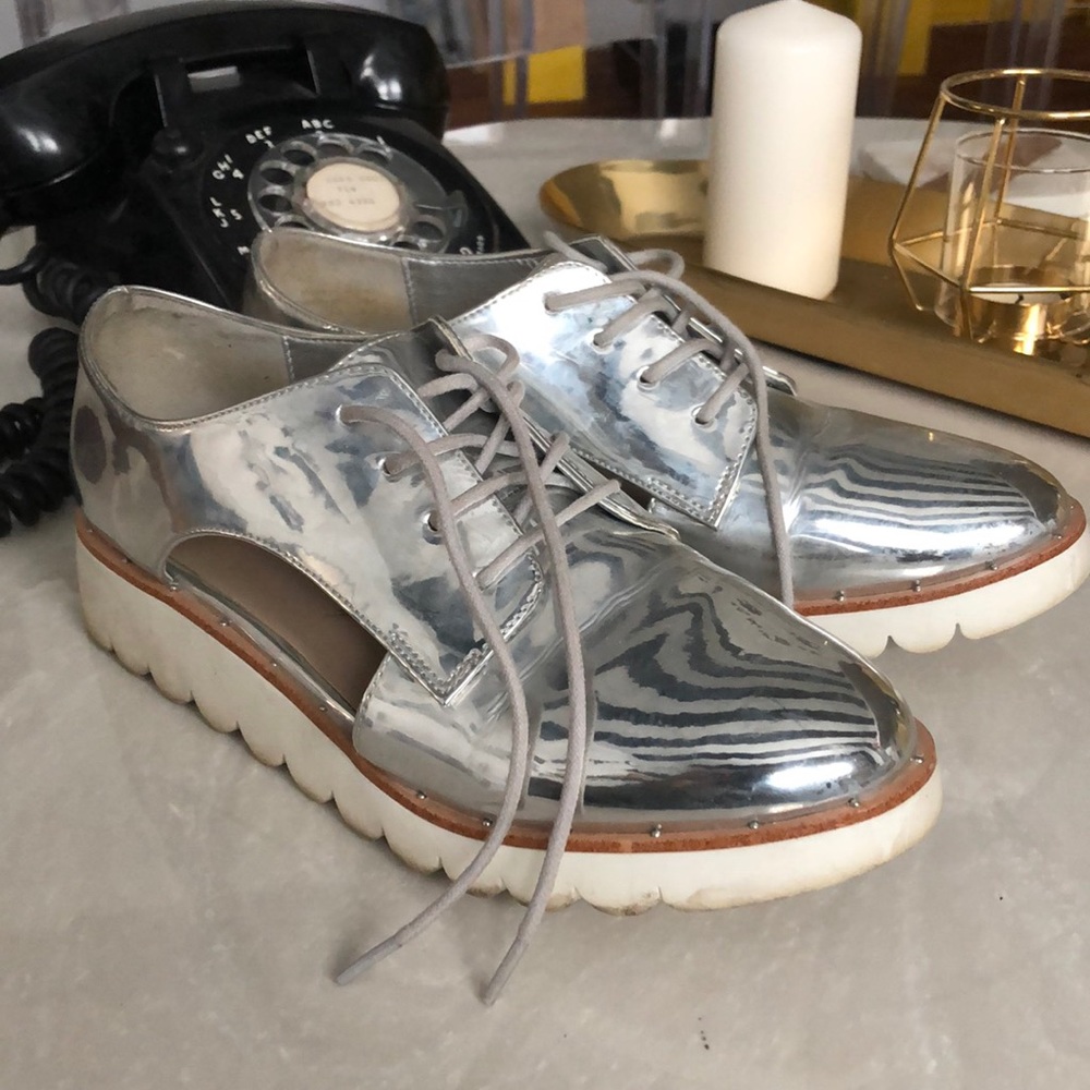 Aldo silver metallic loafers